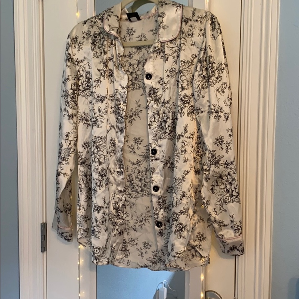 Floral silk button up shirt